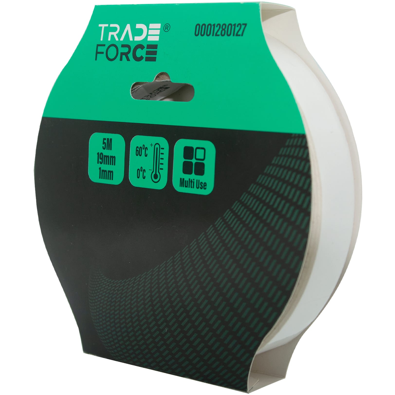 Dubbelzijdige schuimtape PE 19mm x 5m x 1mm wit