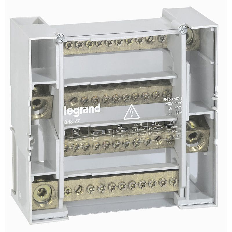 LEGRAND Modulaire verdeelklem - 4p - 250A - 12 klemmen - 42 kA - 9 modules 004877
