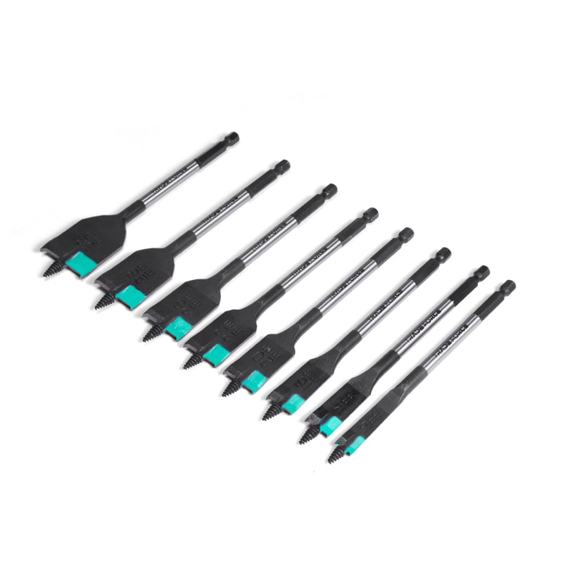 Set van 8 platte houtboren