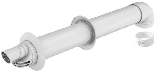 Ubbink Rolux 5H concentrisch PP/Staal muurdoorvoer 60/100 mm - wit - met bocht 0229115