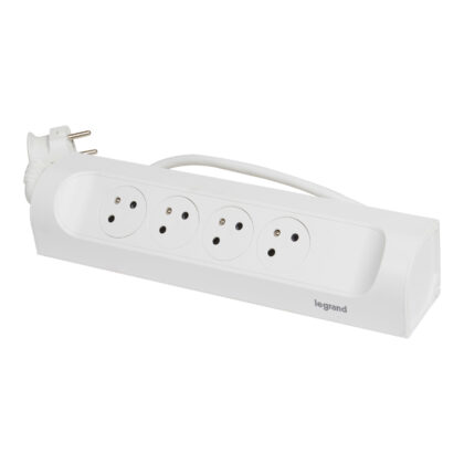 LEGRAND 90° monteerbare contactdoos 4x2P+A  1m snoer- wit 049404