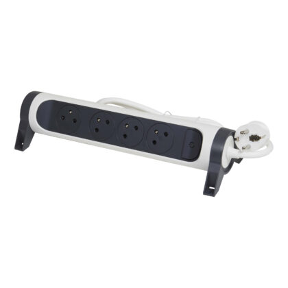 LEGRAND Premium contactdoos 4x2P+A met 3m snoer - zwart-wit 049459