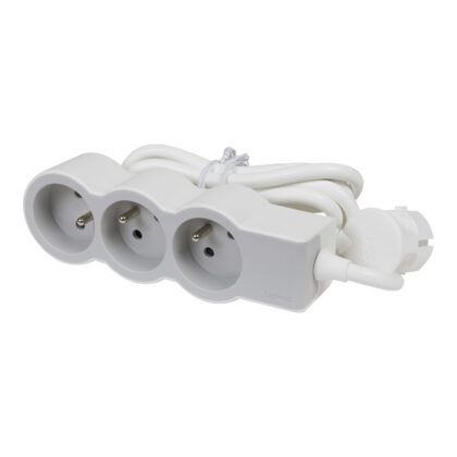 LEGRAND Standaard contactdoos 3x2P+A 3m snoer wit-grijs 049488