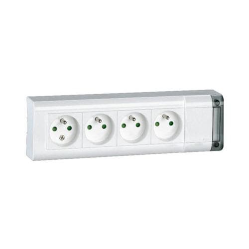 LEGRAND Meervoudige contactdoos 4 x 2P+A 10/16A 230V wit zonder snoer 050610