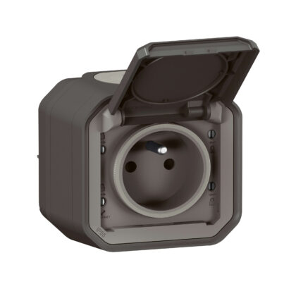 LEGRAND Plexo 2P+A contactdoos 1V compleet IP55 IK08 antraciet 069791L