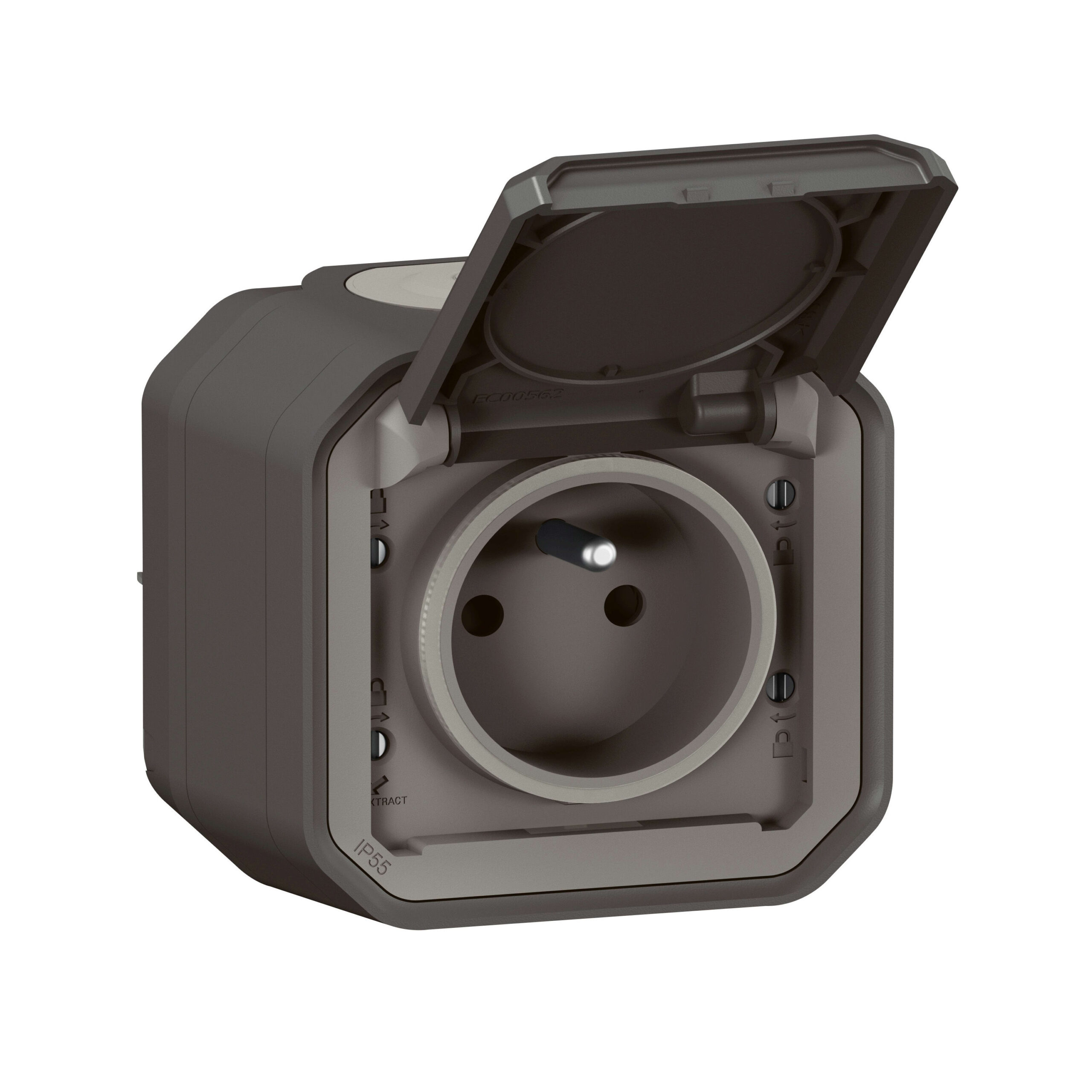 LEGRAND Plexo 2P+A contactdoos 1V compleet IP55 IK08 antraciet 069791L