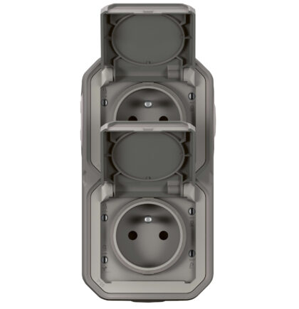 LEGRAND Plexo DIY contactdoos 2 voudig verticaal compleet IP55 grijs 070013