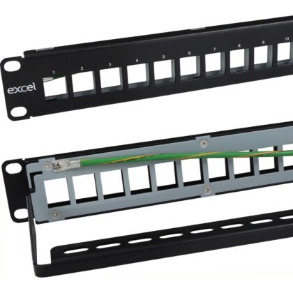 Excel Networking Solutions 10   Unloaded Keystone Patch Panel Frame - 12-port - Black 100-753