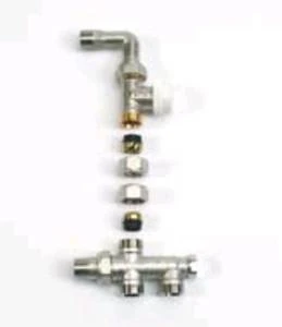 Begetube thermostatiseerbare driewegset 100% vloeraansluiting met recht ventiel met bocht 1/2 x M24 110220052