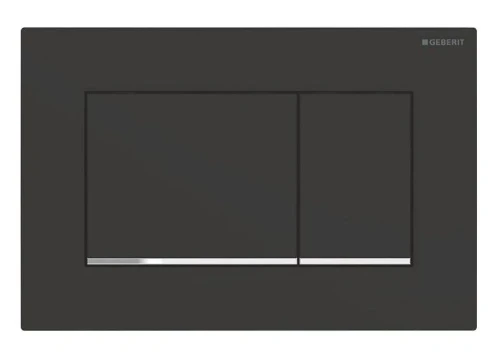 Geberit Sigma 20 (ex Sigma 30) bedieningsplaat - zwart mat - kunststof - 2 druktoetsen designstrook glansverchroomd 115.883.14.1