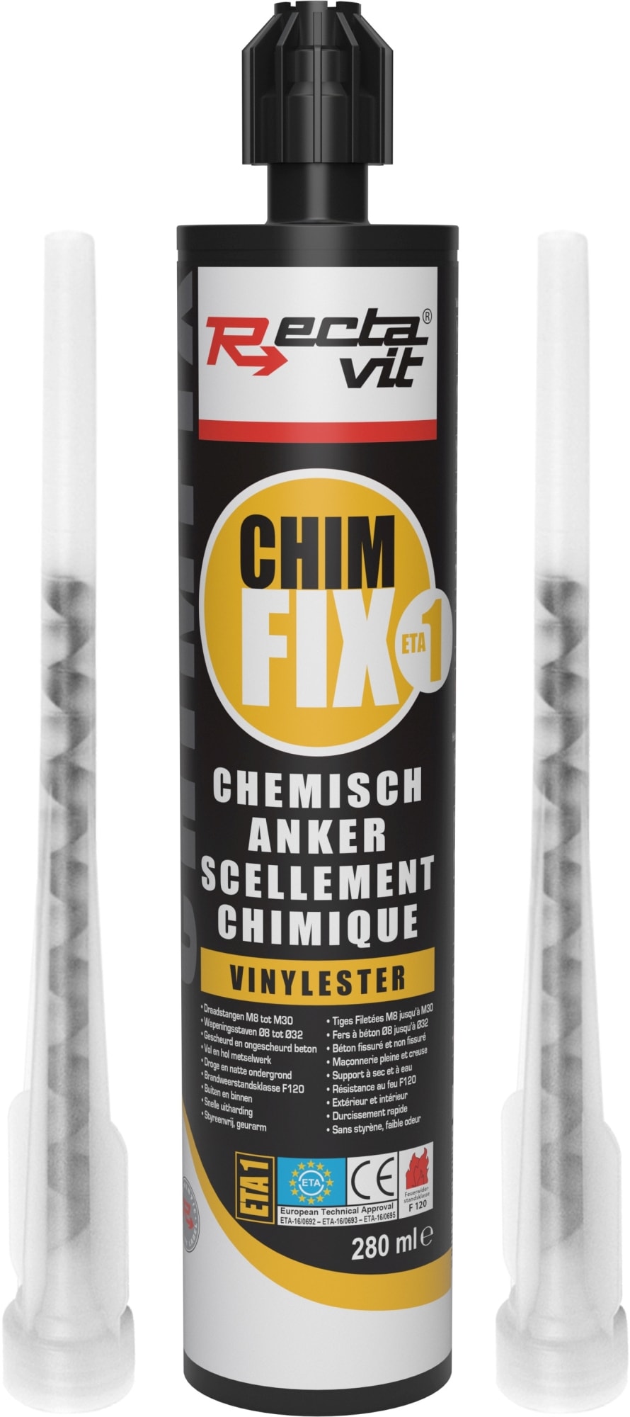 RECTAVIT Chemisch anker op basis van vinylester - ChimFix ETA1 - 280ml - Donkergrijs 129167
