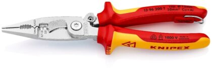 KNIPEX Elektrische installatietang Tethered VDE 200mm verchroomd (met bevestigingshaak) 13 96 200 T