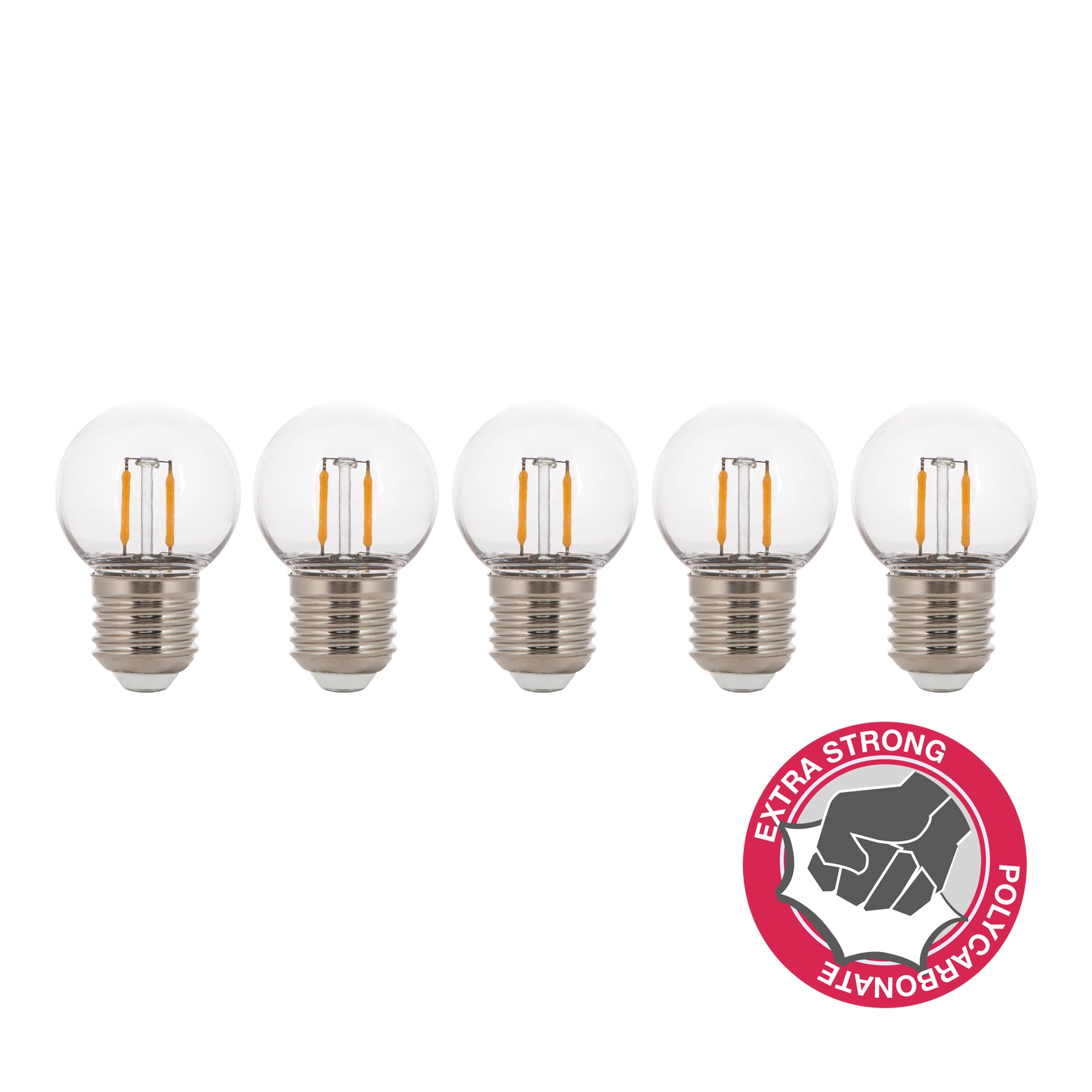 BAILEY LED Filament Safe Kogel G45 E27 2W 2700K helder 160lm ECOPACK 5st (5x141886) 144082