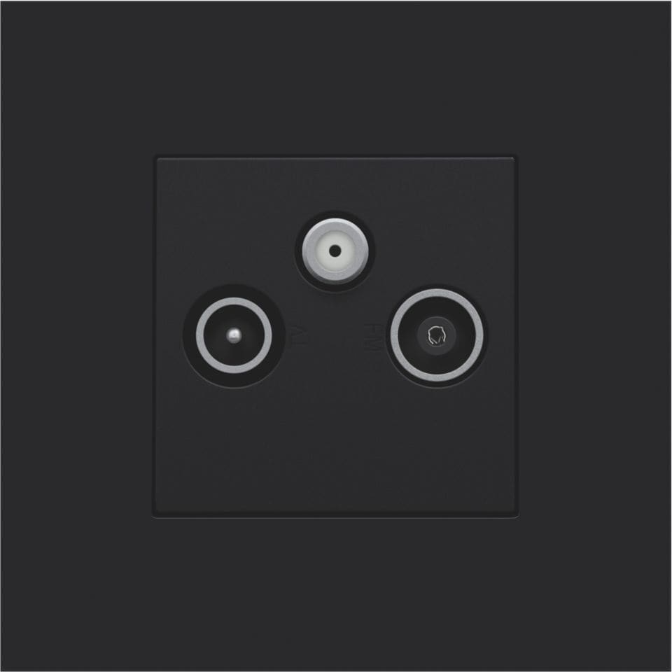 NIKO Centraalplaat 2 Enkelvoudige coaxaansl. vr tv/fm en 1 satellietaansl.