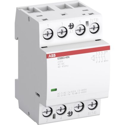 ABB Modulaire Contactor ESB63 63A 4NO 230V AC 400Hz spoel DIN-rail montage 1SAE351111R0640