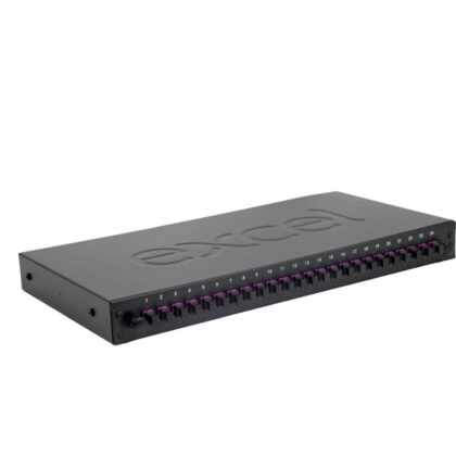 Excel Networking Solutions 24 Way OM4 Fibre Panel - 24 LC DX 48 Fibre + Pig Tail & Cassette - Violet 201-623