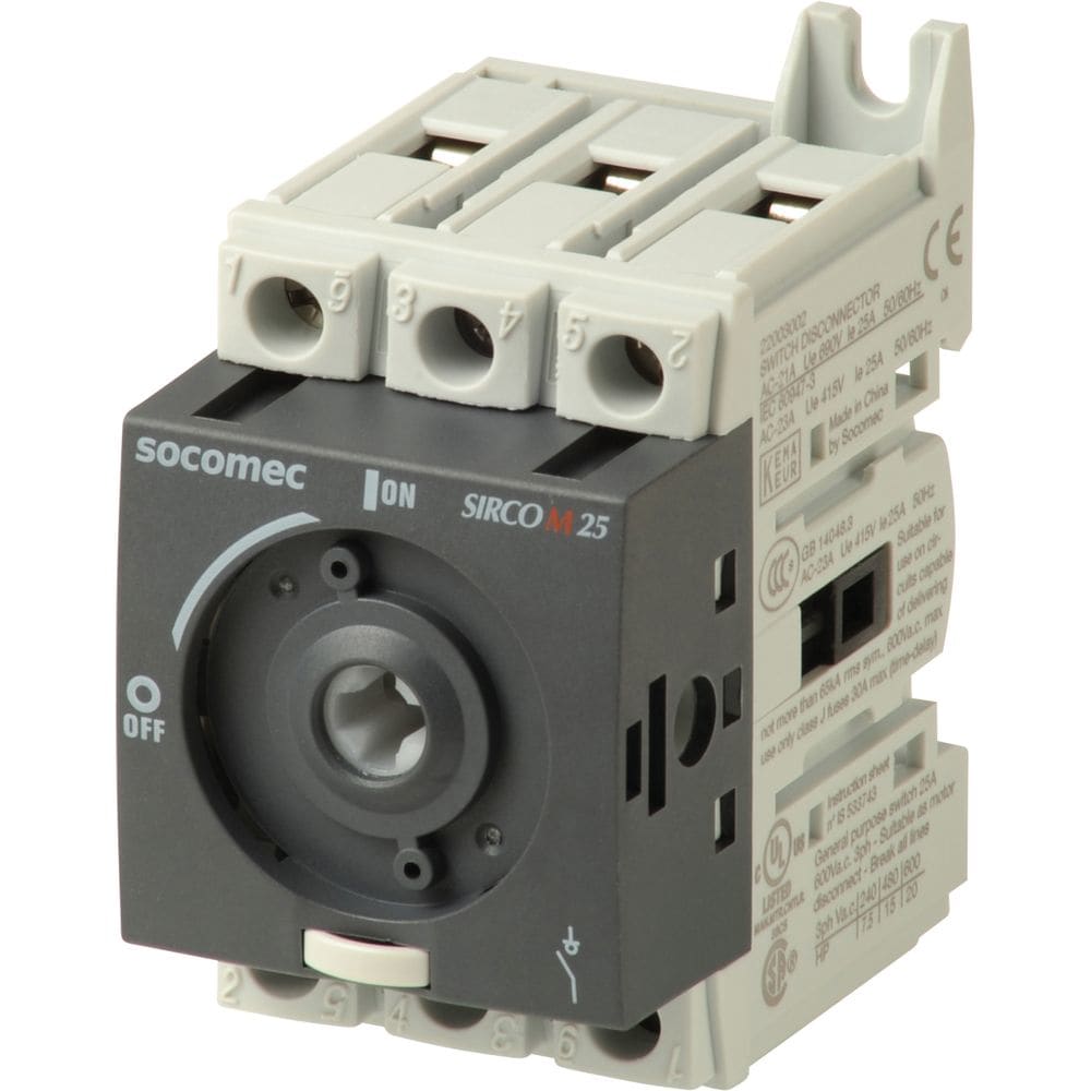 SOCOMEC Schakelaars-scheiders 3p 25A modulaire