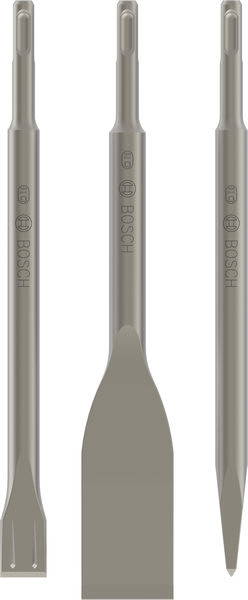 Bosch Professional 3-delige beitelset SDS-Plus (punt 250mm / plat 250x20mm / spade 250x40mm) 2607019159