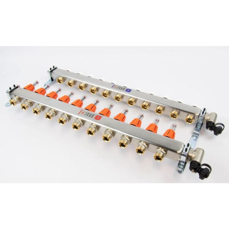 BEGETUBE Collector gemonteerd 1'' 13 kringen x 3/4'' EK- RVS+topdebietmeters ontluchters 261102213