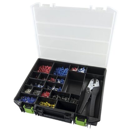 Haupa Kist + geïsoleerde kabelschoenen/adereindhulzen DIN + kniptang 210784 270895