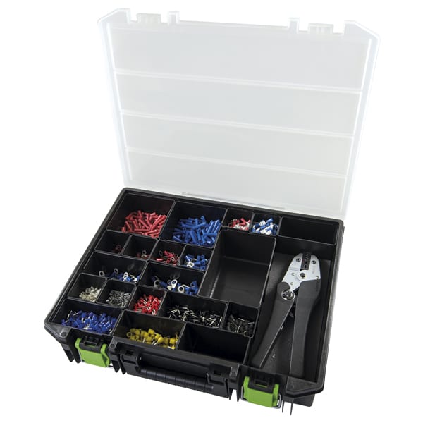 Haupa Kist + geïsoleerde kabelschoenen/adereindhulzen DIN + kniptang 210784 270895