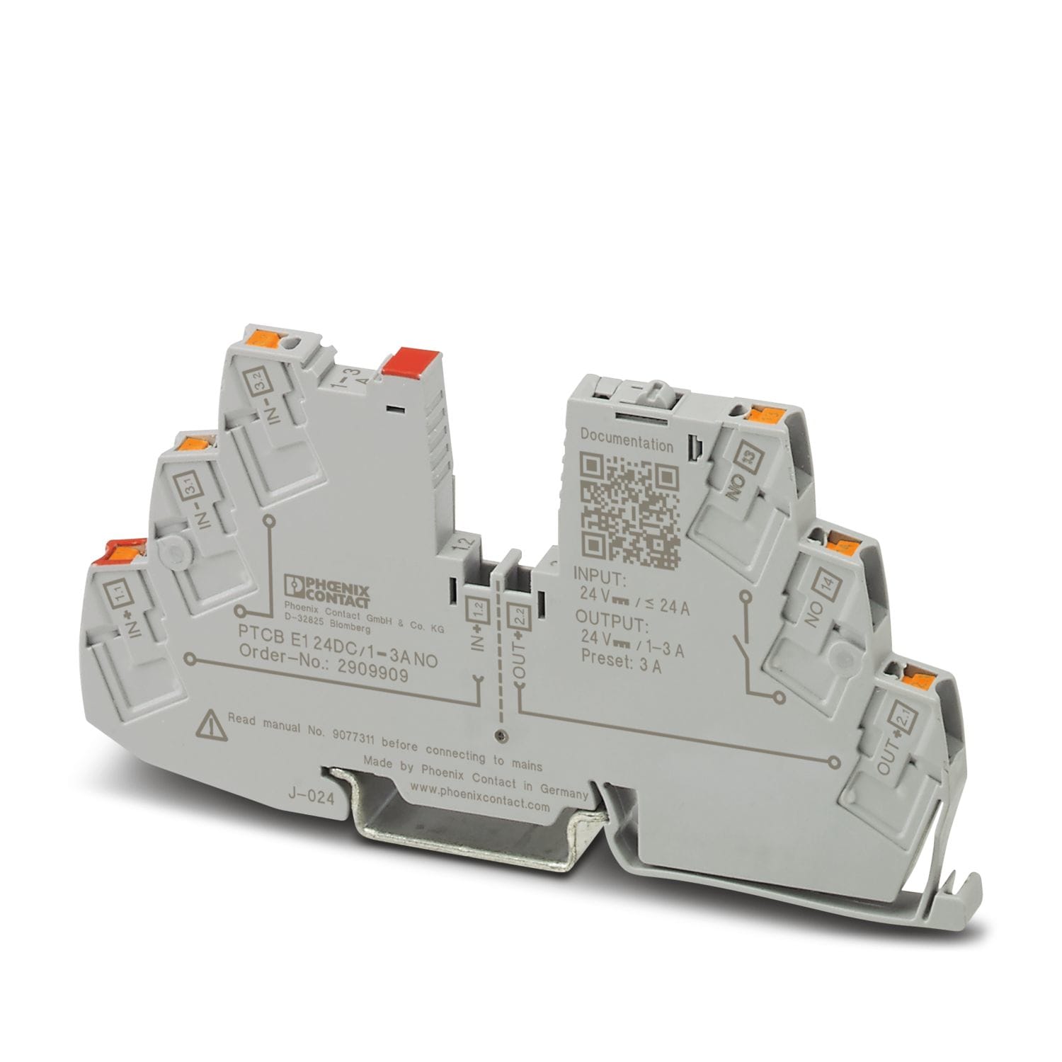 PHOENIX CONTACT Single-channel electronic circuit breaker for protecting 24 V DC loads against 2909909
