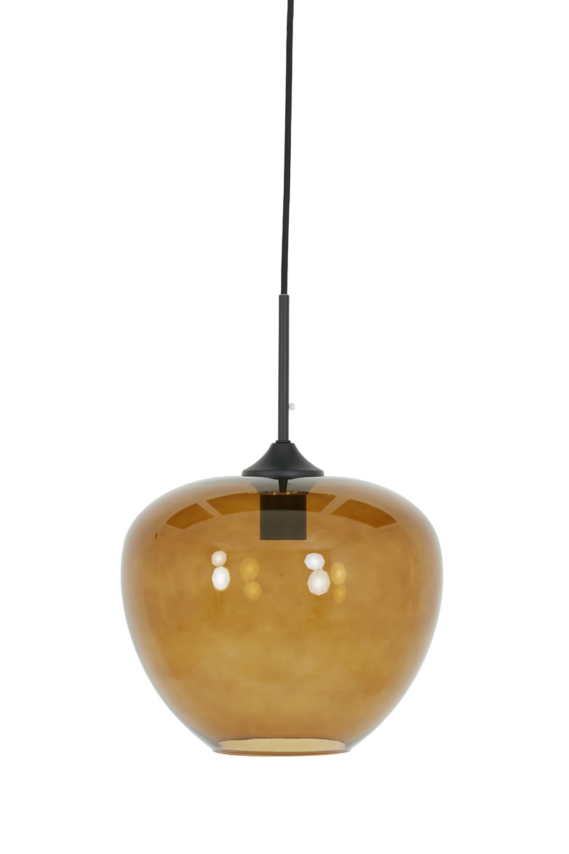 LIGHT&LIVING Hanglamp Ø30x25 cm MAYSON zwart+glas bruin 2952318