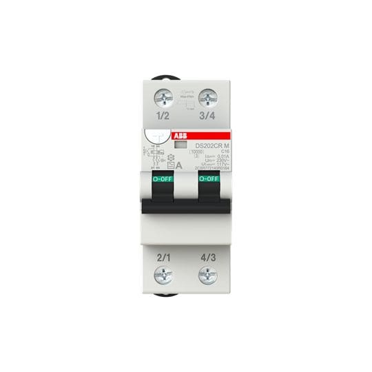 ABB Differentieelautomaat DS202CR M 2P 16A C-curve 10mA Type A voor verdeelkasten 2CSR772140R0164