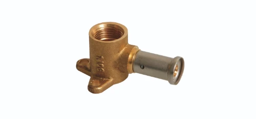 Henco P-serie messing pers muurplaat 90° FF 16 x 1/2 F - kort model 2P-1604K