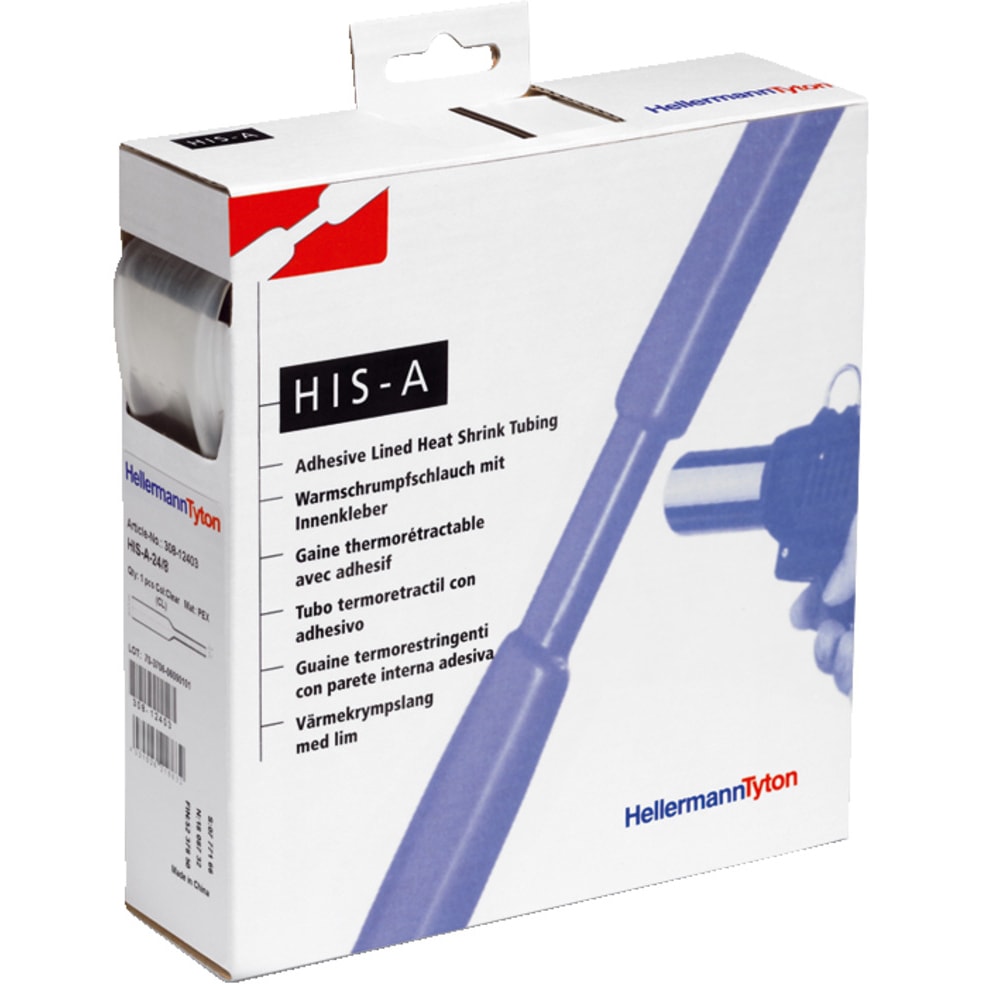 Hellermann Tyton Krimpkous 3:1 met lijm dispenserbox 12/4 transparant 308-11203