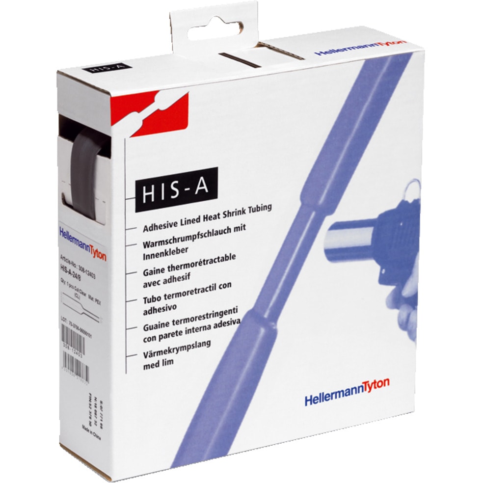 Hellermann Tyton Krimpkous 3:1 met lijm dispenserbox 18/6 zwart 308-11800