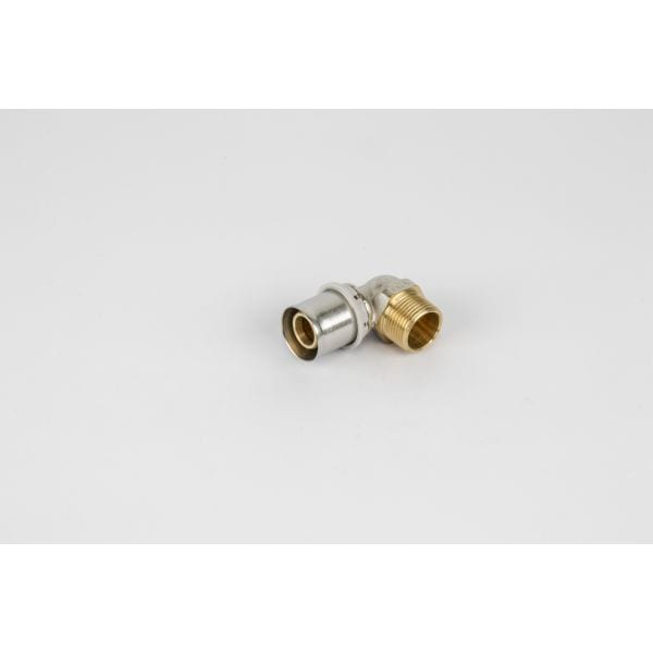 BEGETUBE Haakse Alpex perskoppeling buitendraad - Ø3/4''M x 26x3mm - messing - hoek 90° 318010756