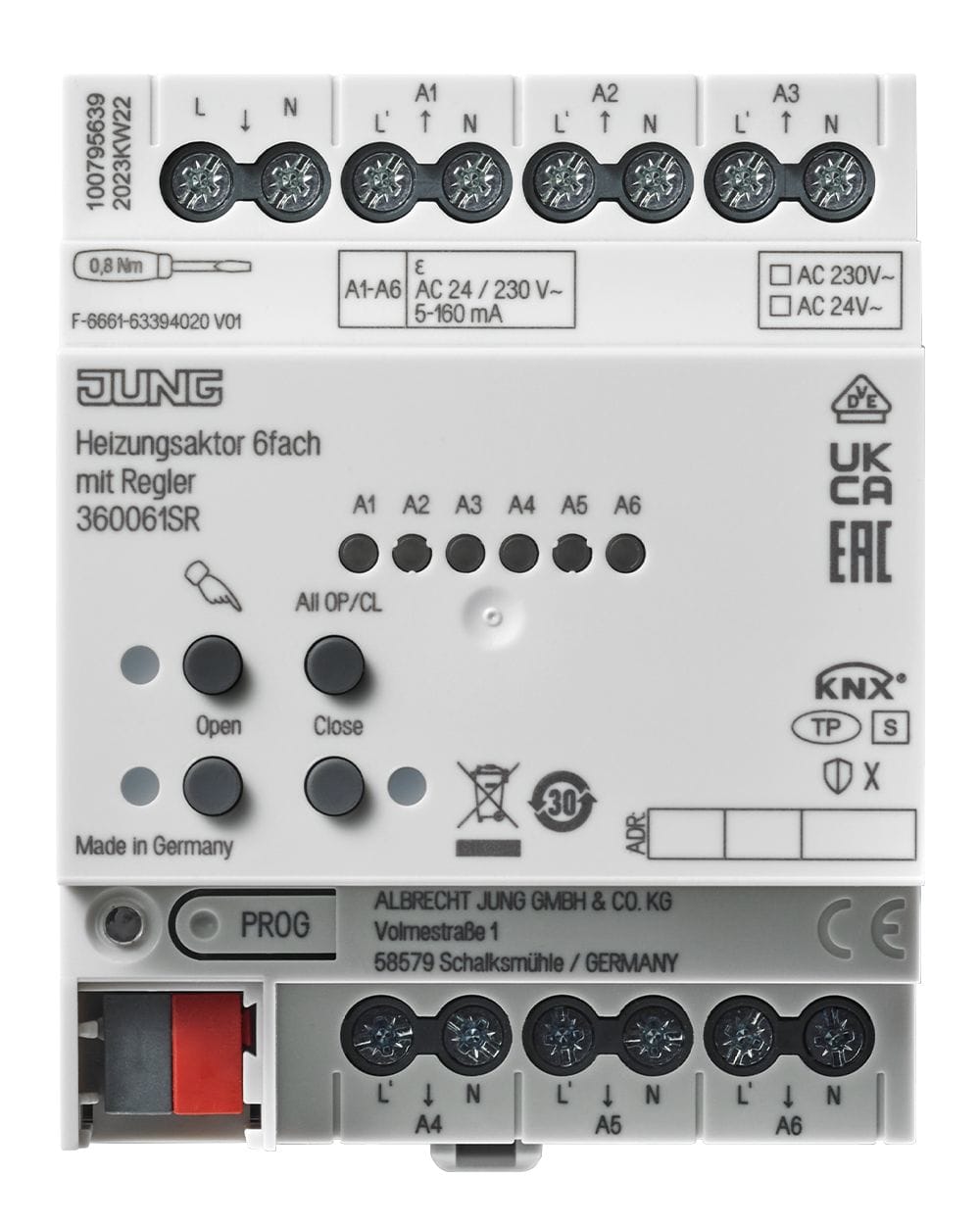 Jung KNX VERWARMINGSACTOR 6 VOUDIG 360061SR