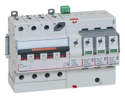 LEGRAND Overspann. + autom 3P+N 20kA T2 2.5kV 320V 8 modules 412213