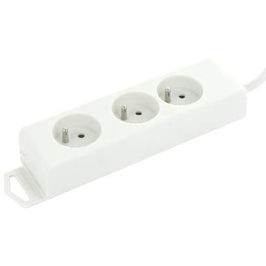 MEERV.KONTAKTDOZEN + SNOEREN 2 meervoudig stopcontact 3x 16A 2P+A (penaarde) met snoer 3m wit 433030130