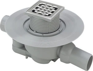 Viega Advantix klokput - horizontaal - met afdichtflens - met opzetstuk 100 x 100 - inox rooster 556921