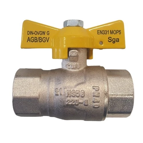 SGA HTB gasbolkraan met stalen hendel (geel) FF 5/4 x 5/4 - KVBG gekeurd EN331 MOP5 56150