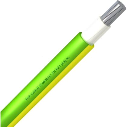 TOPCABLE TOXFREE RZ1 Alu voedingskabel klasse 2 LSOH 1kV geel/groen B2ca s1ad1a1 1X120mm² 5901120.V