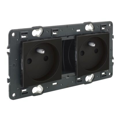 LEGRAND Valena Next contactdoos 2x2P+A voorbekabeld volledig apparaat zwart met schroef 741722