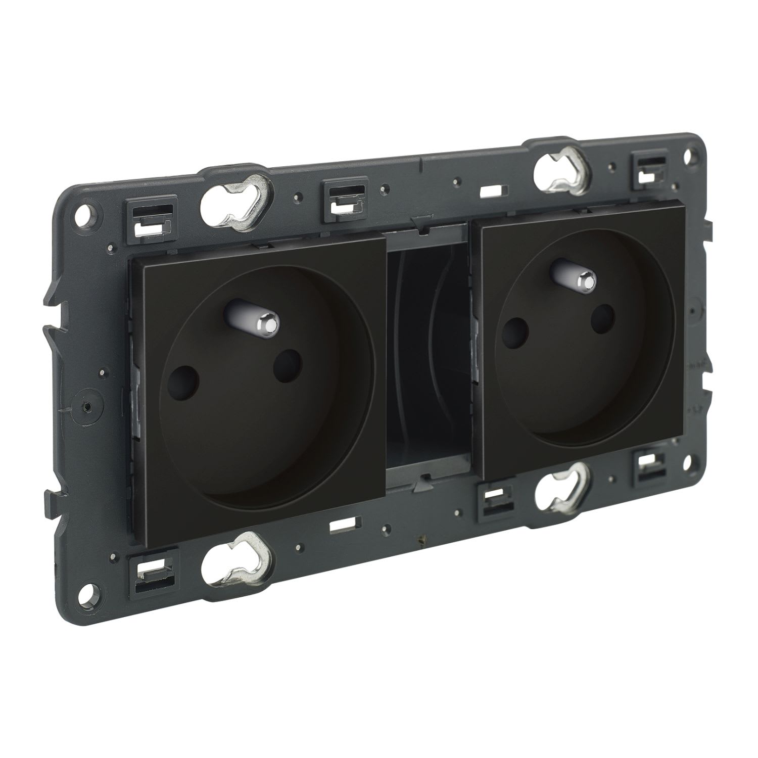 LEGRAND Valena Next contactdoos 2x2P+A voorbekabeld volledig apparaat zwart met schroef 741722