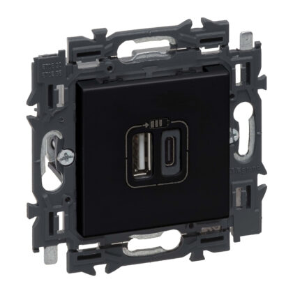 LEGRAND Valena Next contactdoos 2xUSB type A+C volledig apparaat zwart met spanklauwen 741736