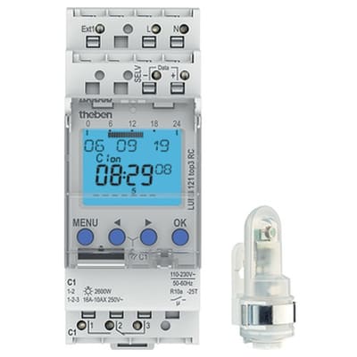 THEBEN Digitale schemerschakelaar+ klok wandcel 230V 50-60HZ 1-99KLUX 1CO 16A 7554