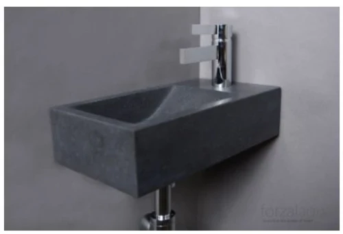 Thiny handenwasser 400 x 220 mm - graniet gezoet - met kraangat rechts - zonder overloop 8010251