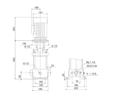 Grundfos centrifugaalpomp vertikaal CR5-8 A-A-A-E-HQQE 3x230/400 50HZ 96516991