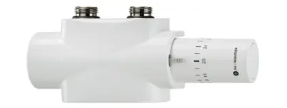 Heimeier Multilux 4 radiatoraansluitkraan 100% - vloer/muuraansluiting - wit - incl thermostaatknop Halo - wit - 1/2 x EK3/4 9690-27.800