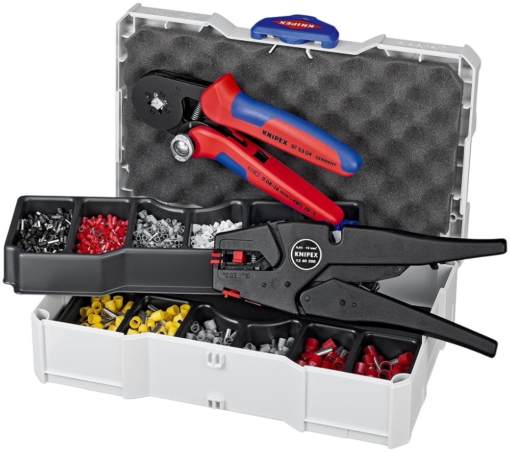 KNIPEX Krimpassortiment voor adereindhulzen + krimptang & striptang