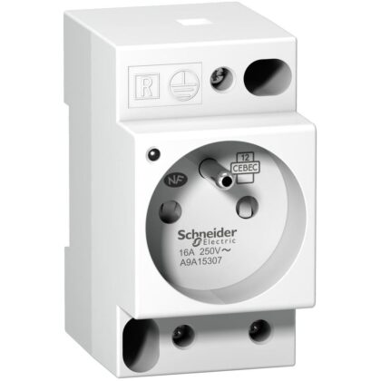 Schneider Distribution DIN stopcontact iPC - 2P+E -16A-250VAC-NFC15100-Franse nrm-span.aanw.verkl.lmp A9A15307