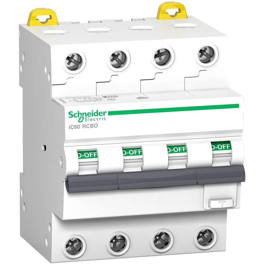 Schneider Distribution Acti9 iC60 RCBO - 4P - 16 A - C Curve - 6000A/6kA - 30 mA - A type A9D67416