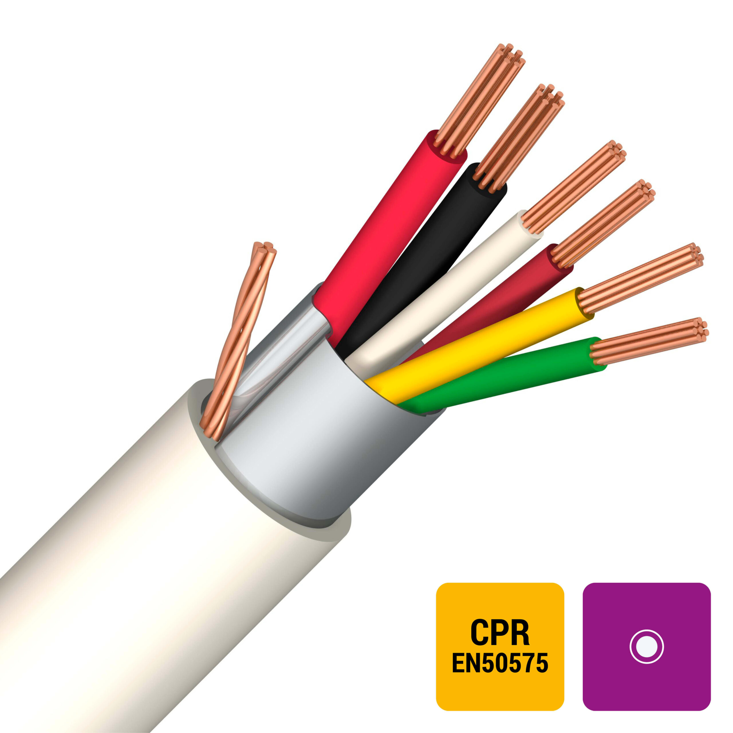 DIVERSE KABELS Alarmkabel+voeding globaal afgeschermd PVC/PVC wit Eca 2X0