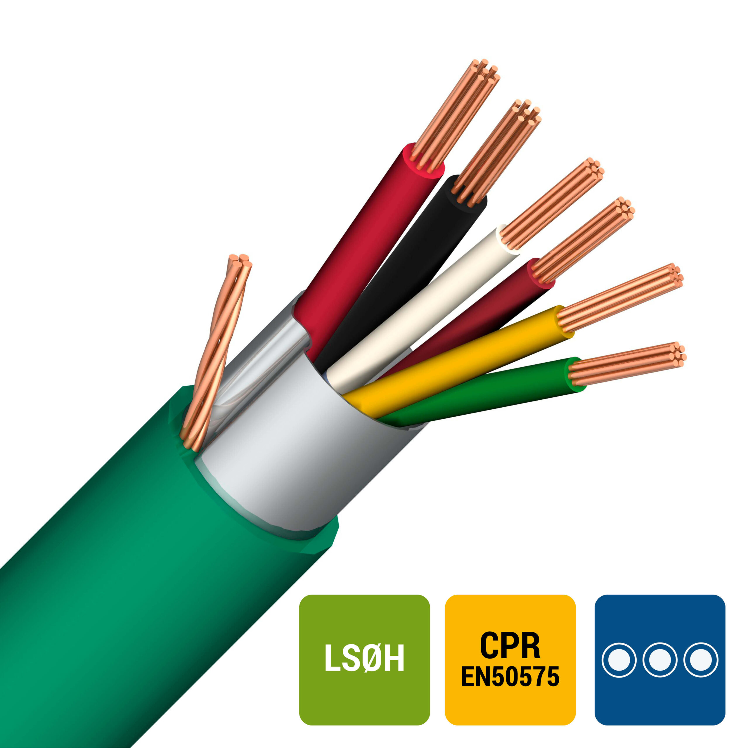 DIVERSE KABELS Alarmkabel+voeding globaal afgeschermd LS0H/LS0H groen Cca s1d2a1 2X0
